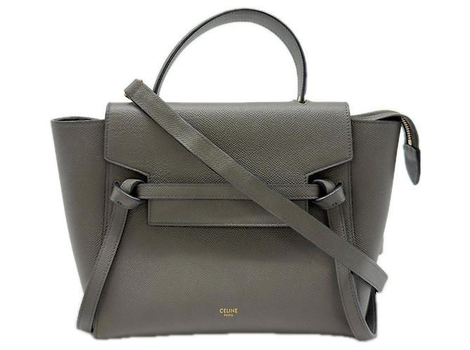 Belt Bag Céline Bolso de cinturón micro de cuero gris CELINE Castaño