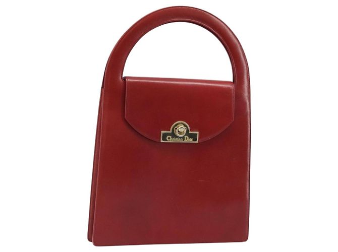 Borsa a mano Christian Dior in pelle rossa e oro Auth LNZ689 Rosso D'oro