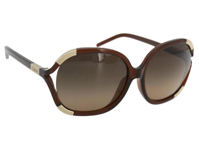 Chloé Chloe Sunglasses plastic Brown Auth bs34194