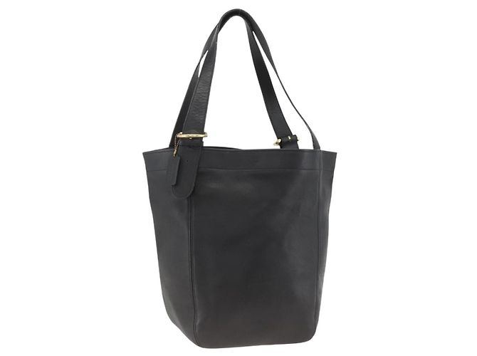 Borsa Tote Coach in pelle nera e oro Auth am11015 Nero D'oro