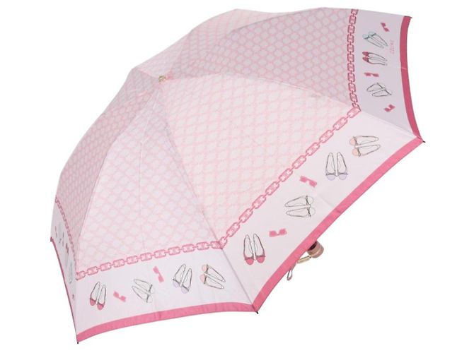 Céline CELINE Macadam Canvas Folding Umbrella Nylon Pink Auth YKZ608A