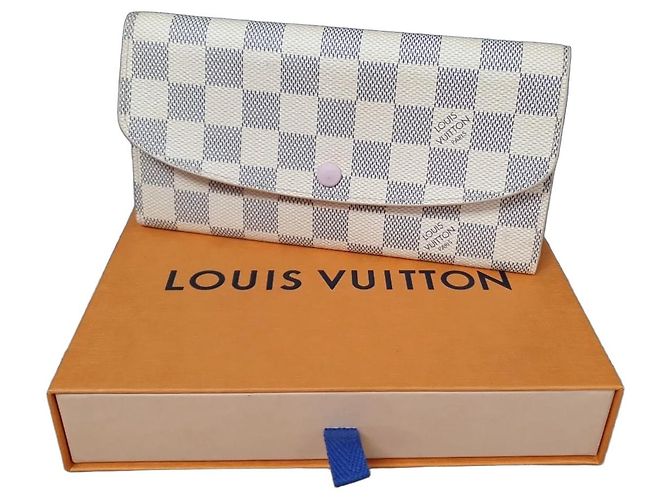 Louis Vuitton Damier Azur Geldbörse Emilie Weiß Blau