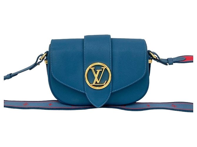 Bolsa de ombro mini em couro macio LV Pont Neuf MM da Louis Vuitton Azul