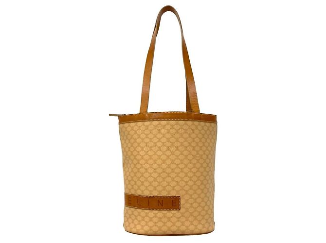 Céline Celine Vintage Macadam Blazon Triomphe Pattern Tote Bag Brown