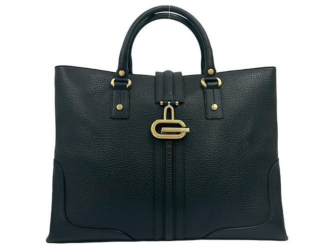 Bolsa tote de couro preto Gucci