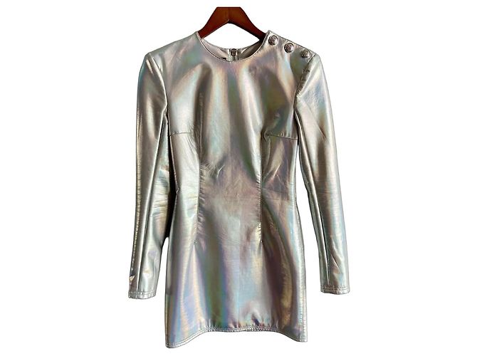 Balmain Silver Reflective Dress Silvery