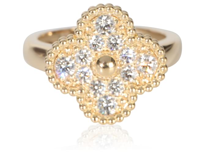 Van Cleef & Arpels Yellow Gold Diamond Vintage Alhambra Ring 