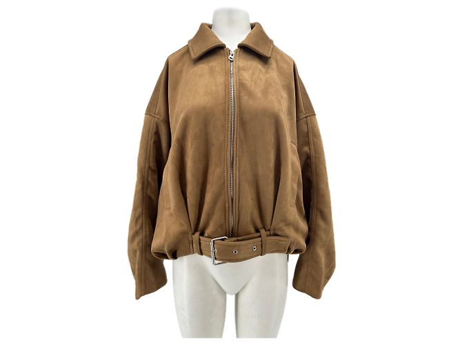 Autre Marque Camel-farbenes Wildlederjacke Kamel