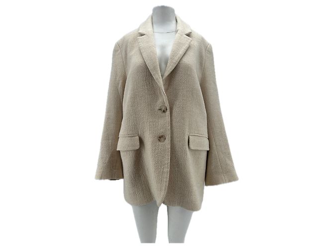 Rouje Blazer creme em lã e algodão Bege