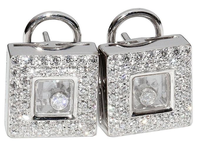 Chopard K18WG Happy Diamonds Earrings 84/2618-20 Silvery