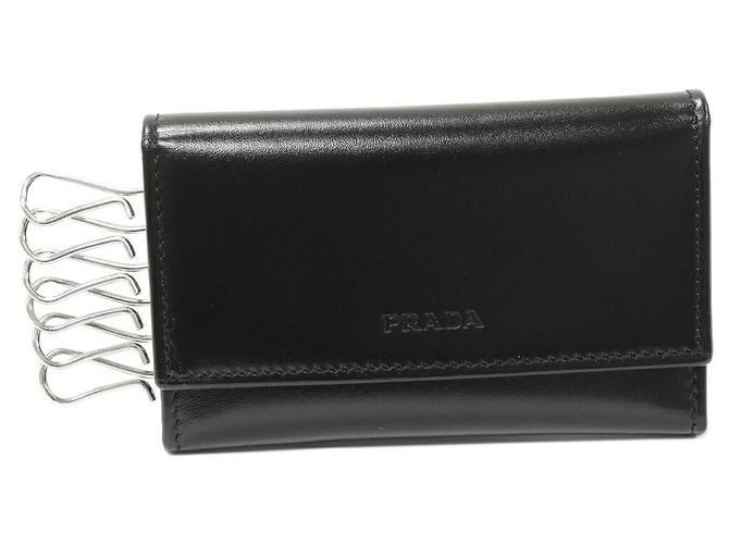 Prada Vitello Box 6 Key Case Calf Nero M25U Black