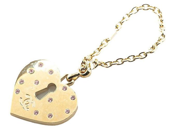 Timeless Llavero de strass con el logo corazón de Coco Chanel Rosa Dorado