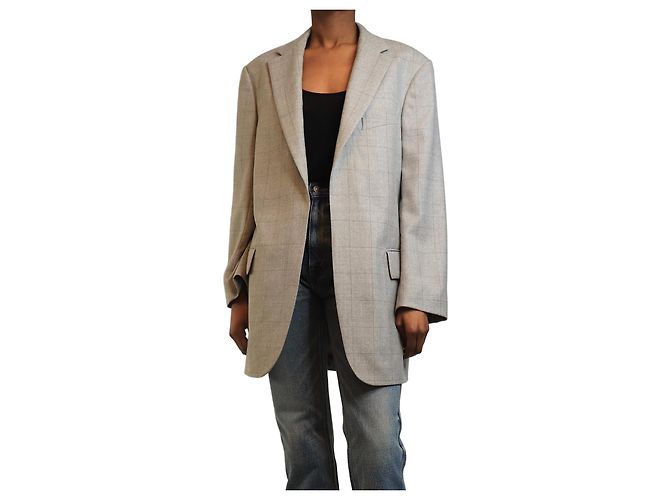 Dries Van Noten Grey wool check blazer - size S