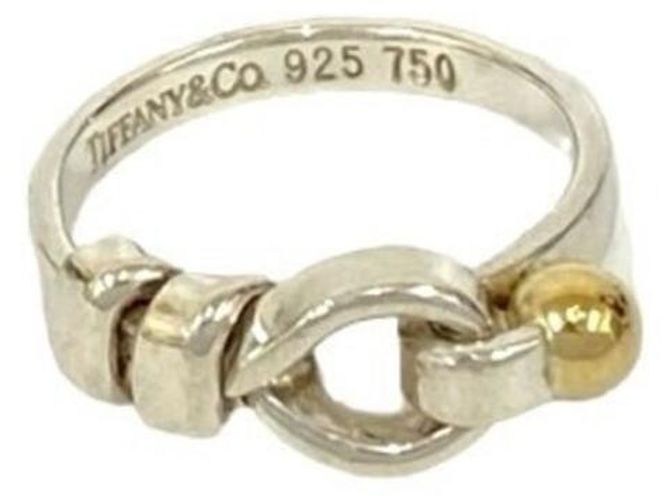 Tiffany & Co. Flat Wire Band Ring Silvery Golden