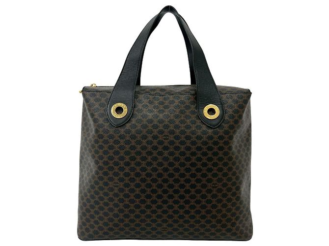Céline Sac tote Celine Vintage Macadam Blazon Triomphe Pattern Marron Noir
