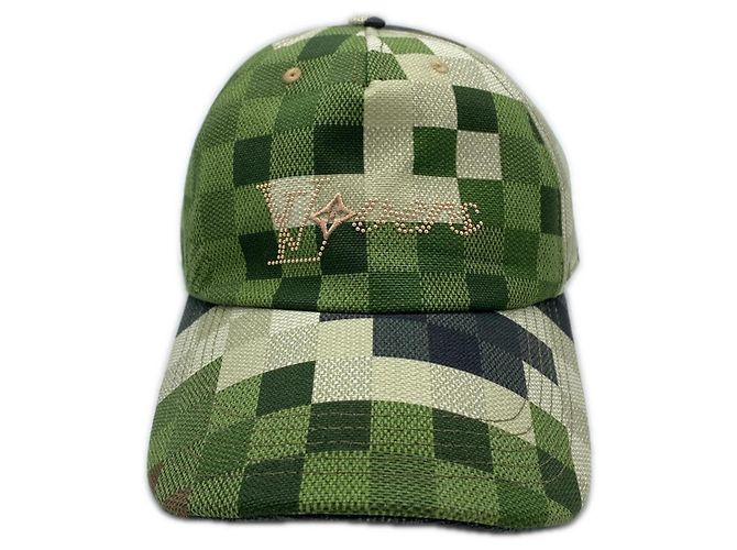 Boné de beisebol Damouflage em algodão Louis Vuitton Verde