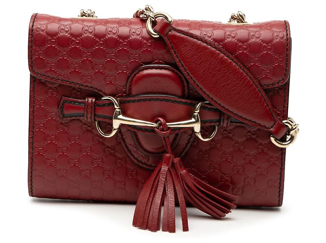 Gucci Rojo Mini Microguccissima Emily Bandolera Roja Burdeos