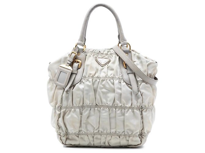 Borsa Prada in tessuto gaufre grigio Marrone