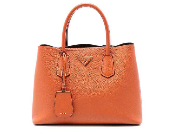 Sac à main Prada Orange Medium Saffiano Cuir Double Handle