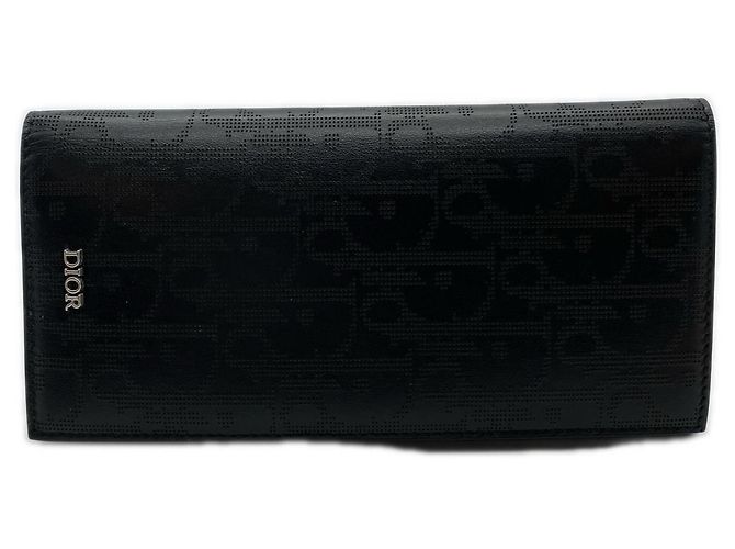 Christian Dior Oblique Vertical Galaxy Long Wallet Black