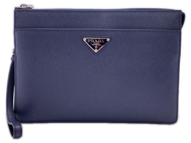 Pochette Saffiano Prada in Blu Navy