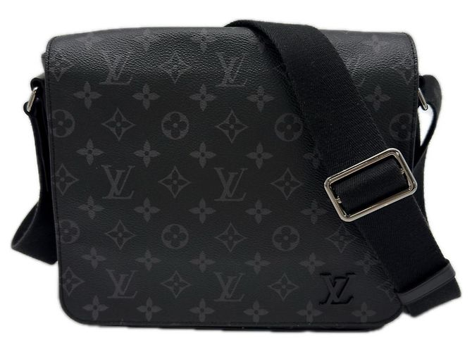 Louis Vuitton Monogram Eclipse District PM Shoulder Bag Brown Black