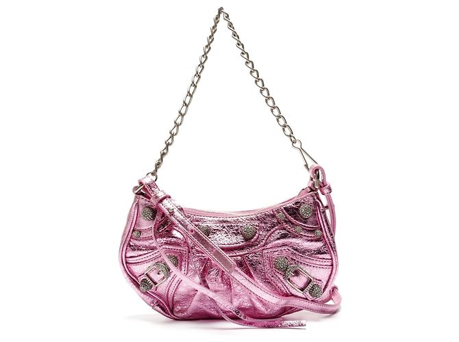 Borsa a Spalla Mini Le Cagole di Balenciaga Rosa Metallico