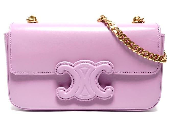 Céline Bolsa de ombro Celine Triomphe em couro de bezerro rosa
