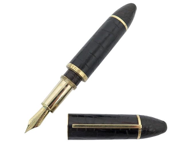 PLUMA LOUIS VUITTON CARGO N73260 EN CUERO DE COCODRILO MARRÓN Castaño