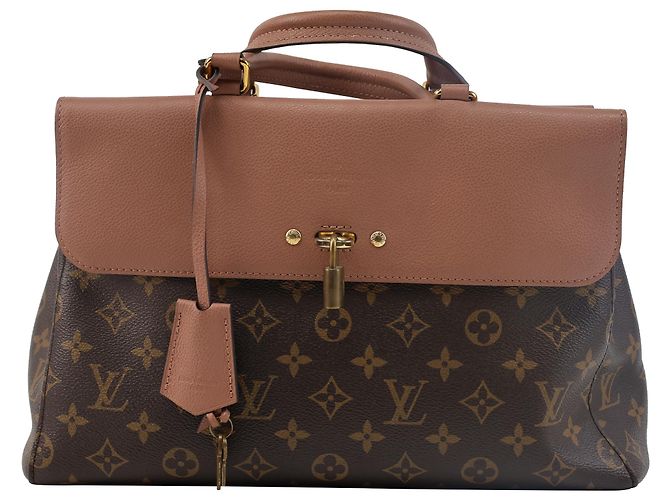 Louis Vuitton Venus Monogram Top Handle Bag in Brown Coated Canvas Red