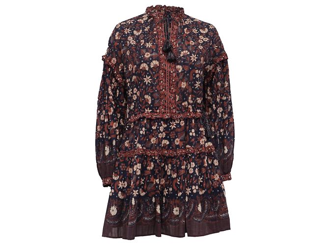 Abito Mini a Stampa Floreale con Frange Marigold di Ulla Johnson in Cotone Multicolore