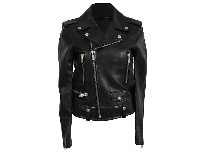 Giacca Biker Saint Laurent in Pelle Nera Nero
