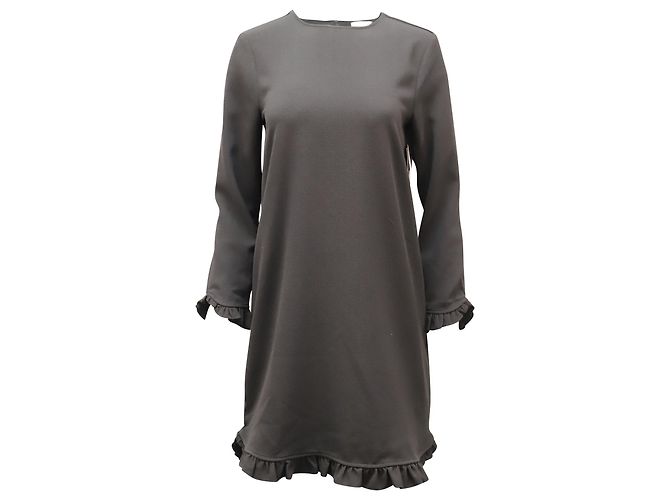 Mini-Kleid aus schwarzem Polyester mit Rüschen von Ganni