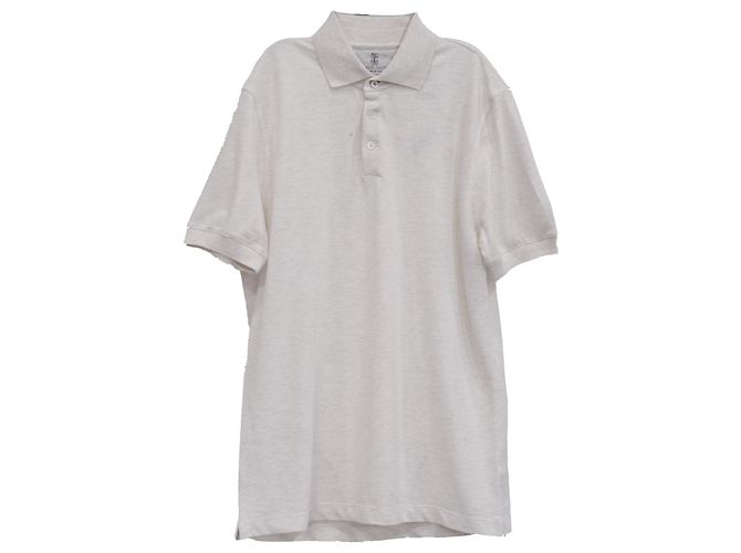 Polo a maniche corte Brunello Cucinelli in cotone bianco Crudo