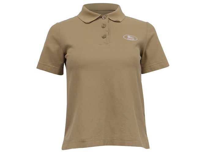 Polo de algodón beige con logo bordado de Burberry