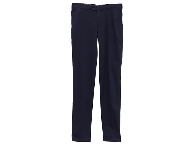 Pantaloni a gamba dritta in cotone blu navy Brunello Cucinelli