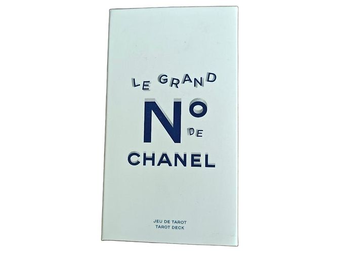 Conjunto de Tarot Grand da Chanel Branco Azul Gold hardware