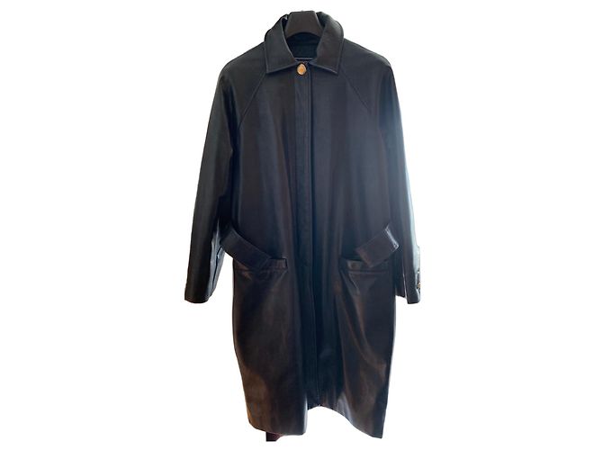 Versus Versace Black leather coat Versus Gianni Versace 