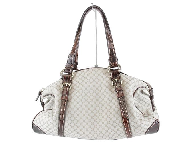 Céline Bolsa Boston de lona bege Celine
