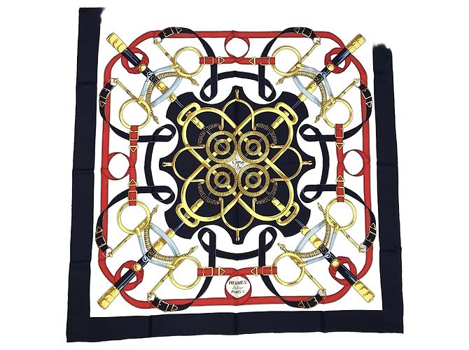 Silk In Sciarpa Hermès Carré 90 Eperon dor Blu navy Seta