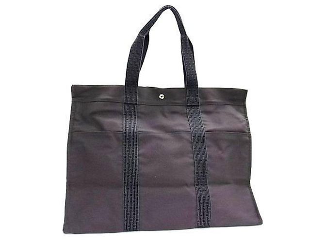 Hermès graue Canvas-Tasche Braun 