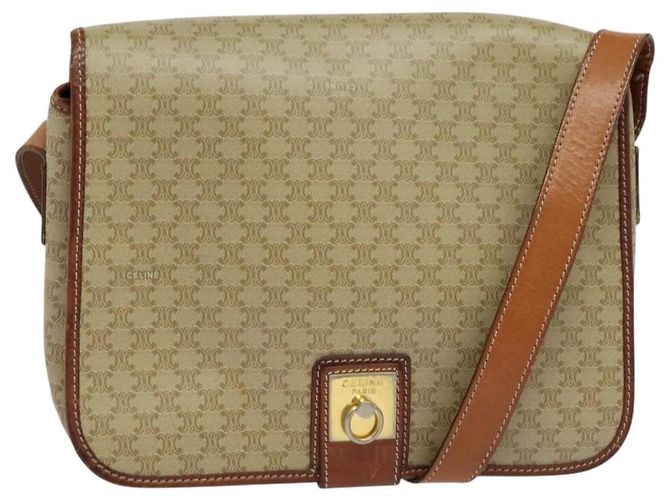 Céline Celine Vintage Macadam Canvas and Leather Beige