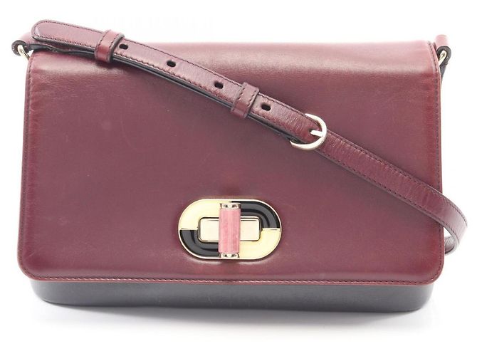 Bulgari Bolsa de Ombro de Couro Bvlgari Marrom Bordeaux
