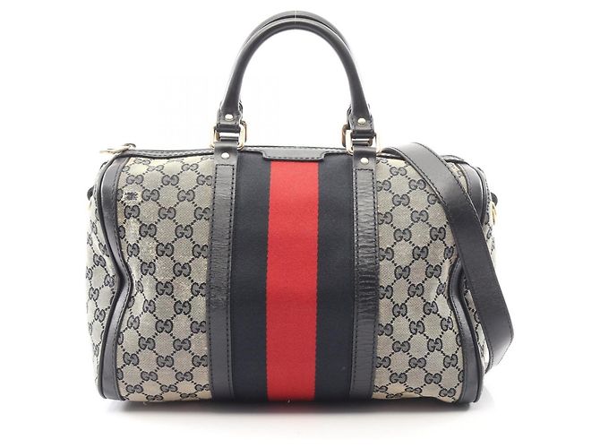Gucci GG Canvas 2-Wege-Handtasche Rot Beige Marineblau