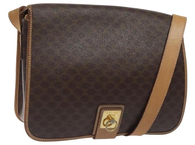 Céline Celine Vintage Macadam Canvas and Leather Marron