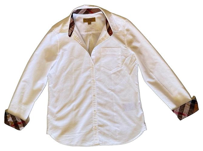 Burberry Tops Blanco Algodón