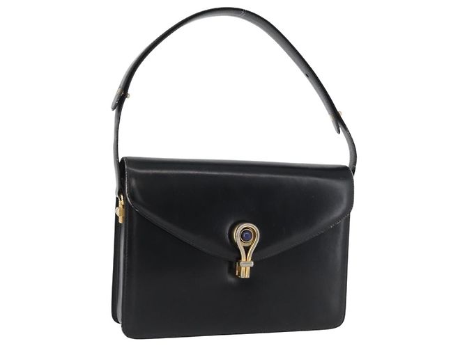 Borsa a mano GUCCI in pelle nera e oro Auth ep13892 Nero D'oro