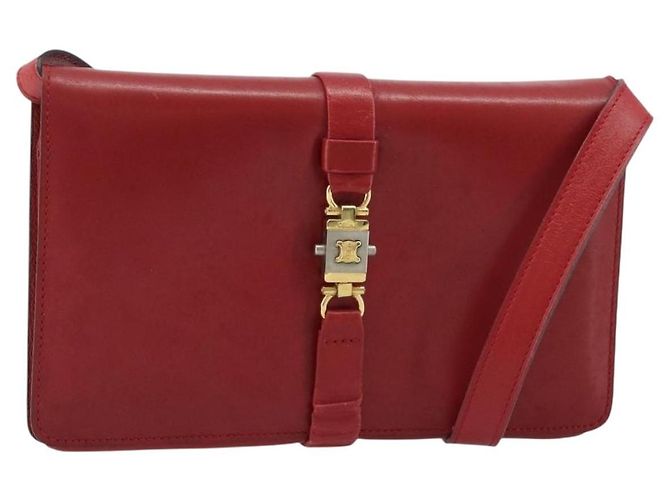 Céline Borsa a Spalla in Pelle Rossa e Oro Auth AMZ004A Rosso D'oro