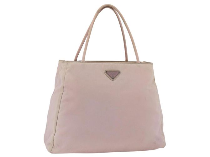 PRADA Bolso de mano de nailon rosa plateado Auth AMZ341 Plata