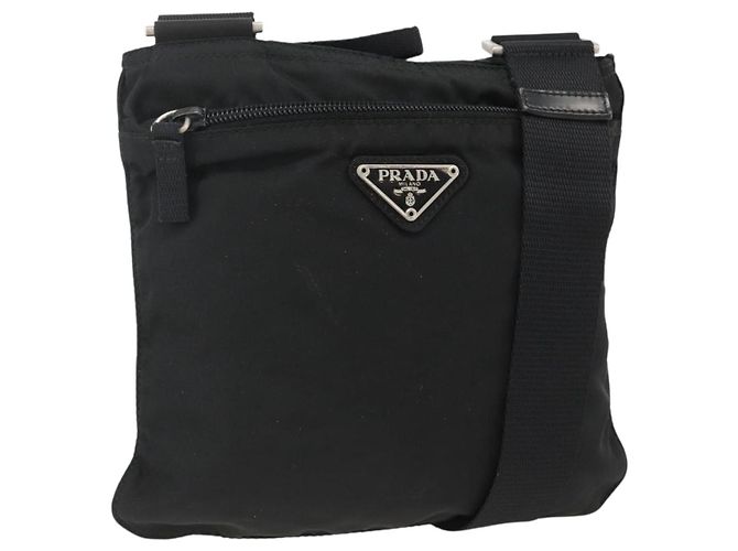 Borsa a Spalla PRADA Nylon Nero Argento Autentica ep13949